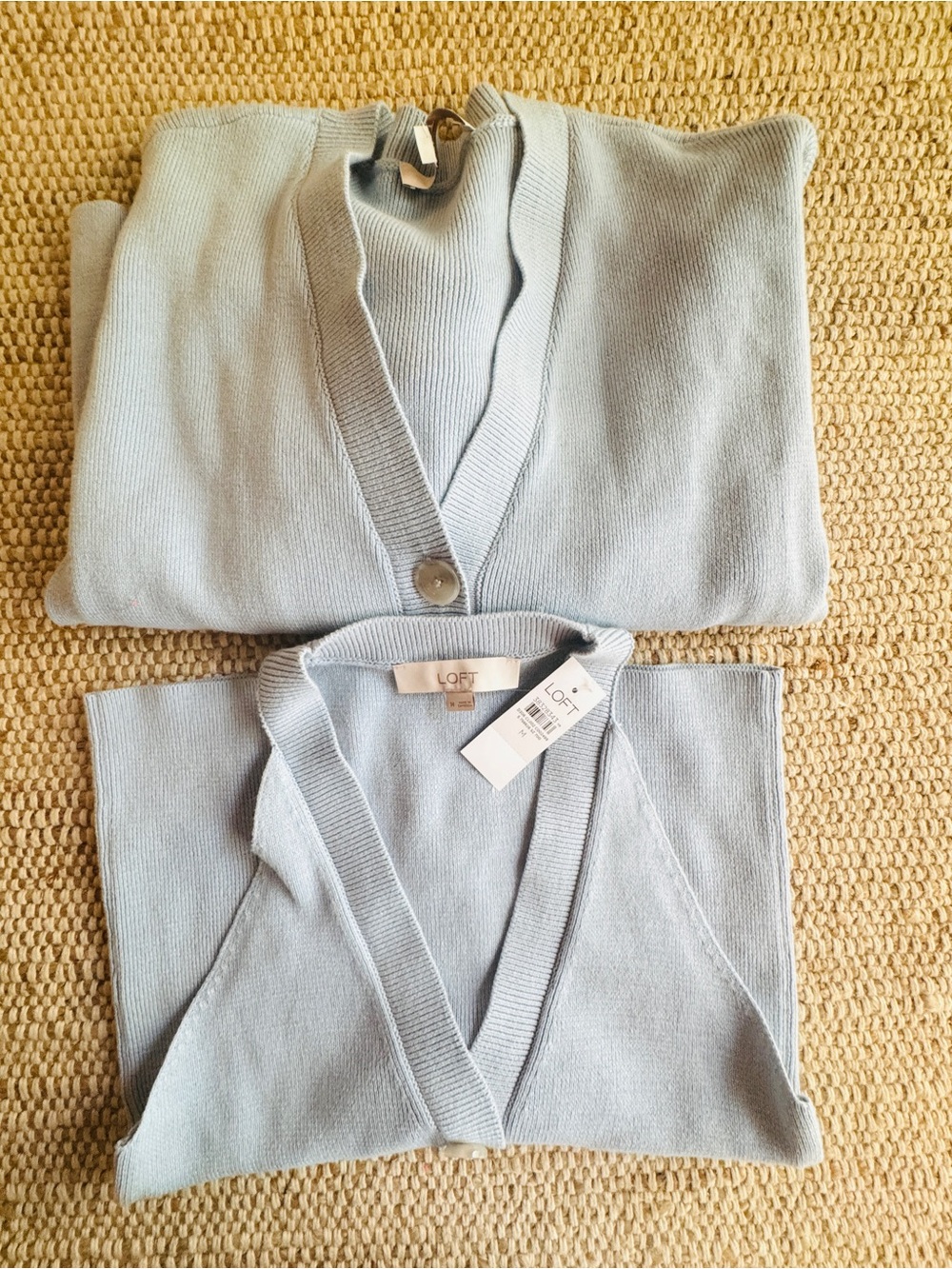 LOFT Blue Cotton Cardigan Sweater Set Small Medium NWT NWOT